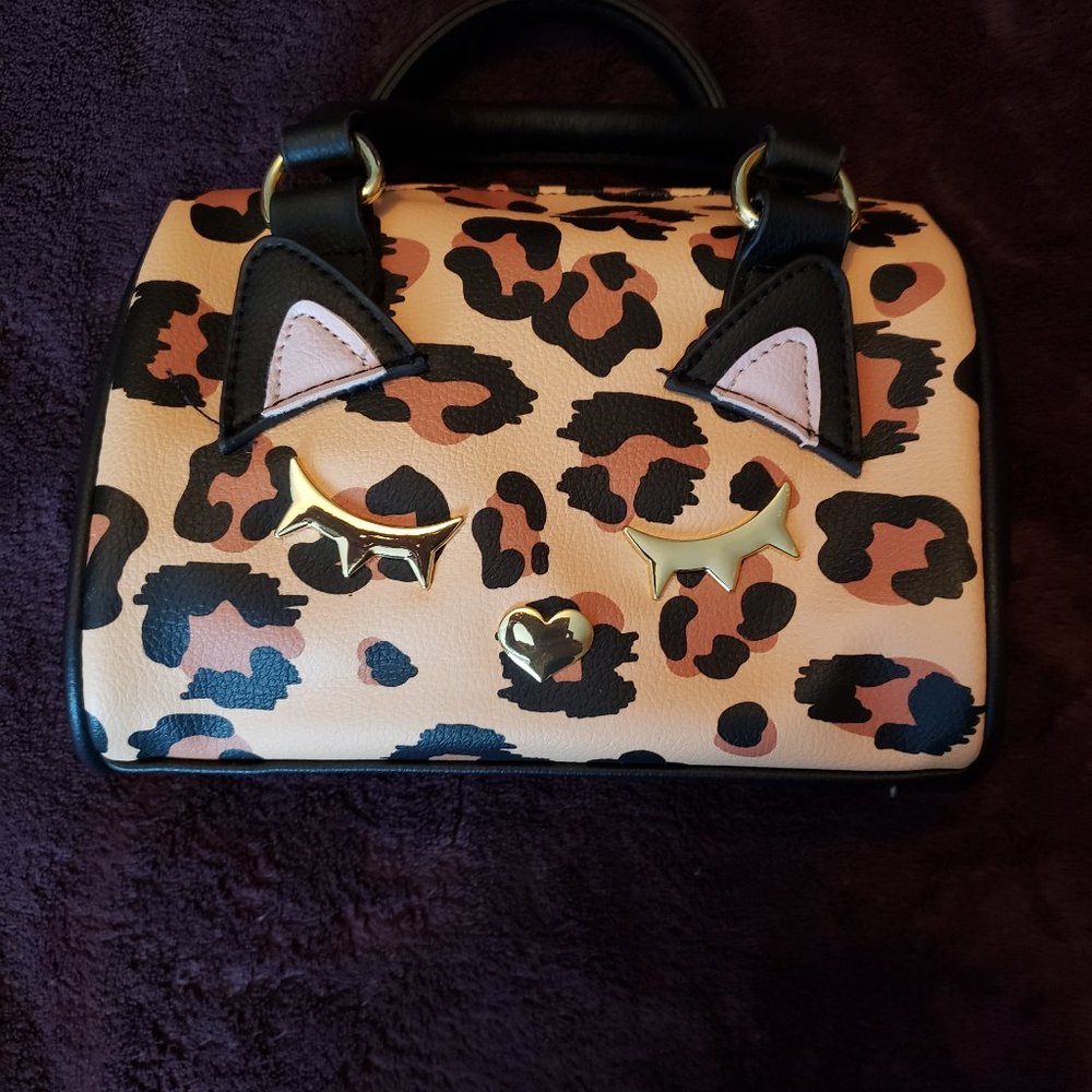 Betsy Johnson Leopard Cat Face Purse